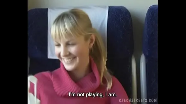 Czech streets Blonde girl in train Clip ấm áp mới mẻ