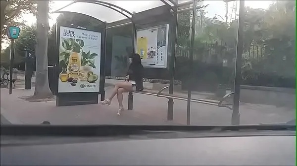 Fresh bitch at a bus stop warm Clips