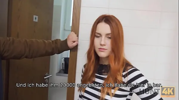 Fresh HUNT4K. Red haired Belle fucked by stranger in toilet in front of BF warm Clips