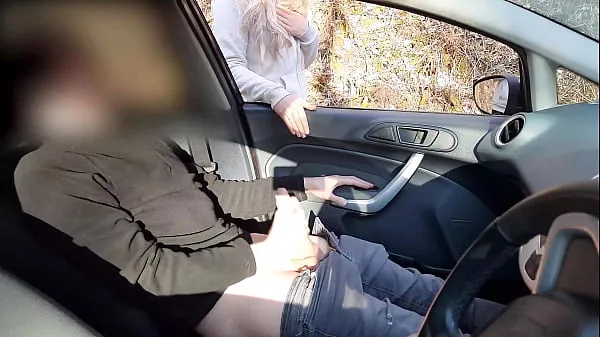 Fresh Public cock flashing - Guy jerking off in car in park was caught by a runner girl who helped him cum warm Clips