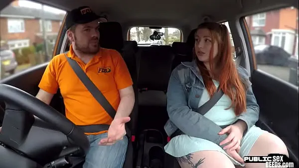 Fresh Curvy ginger inked babe publicly fucked in car by instructor warm Clips
