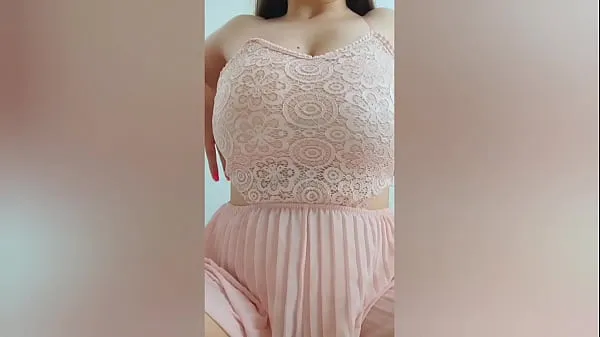 Fresh Young cutie in pink dress playing with her big tits in front of the camera - DepravedMinx warm Clips